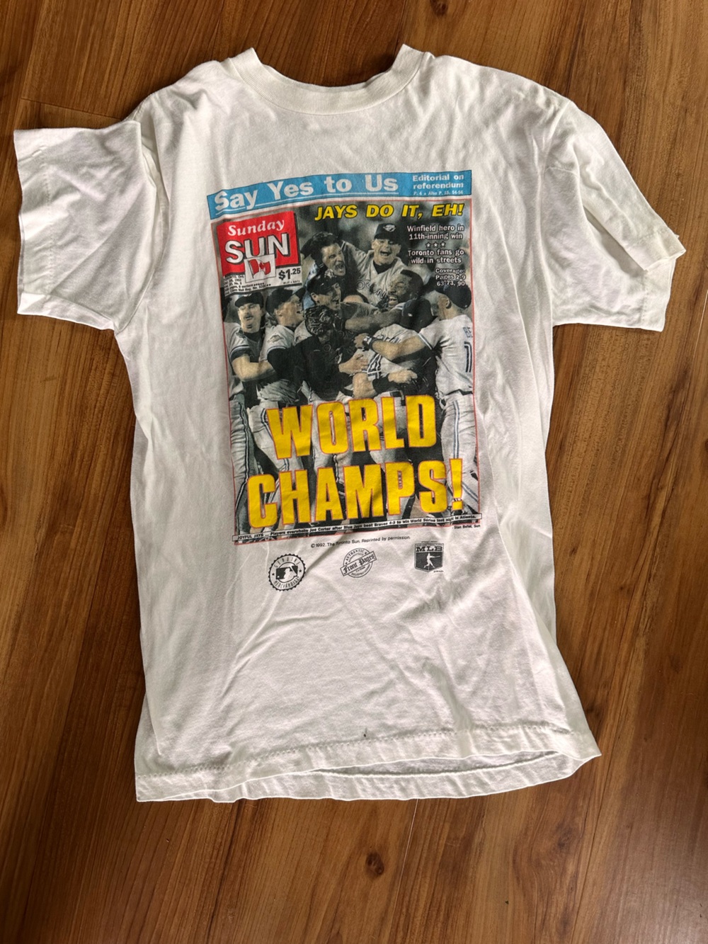 Vintage 1992 Toronto Blue Jays WORLD Champs T Shirt - Say Yes To Us